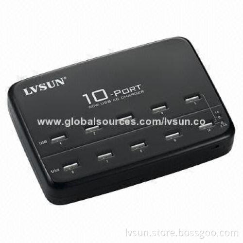 10-port USB Charger, Can Charge 10 Sets of Mobile Phones or 5 Sets of iPad Simultaneously